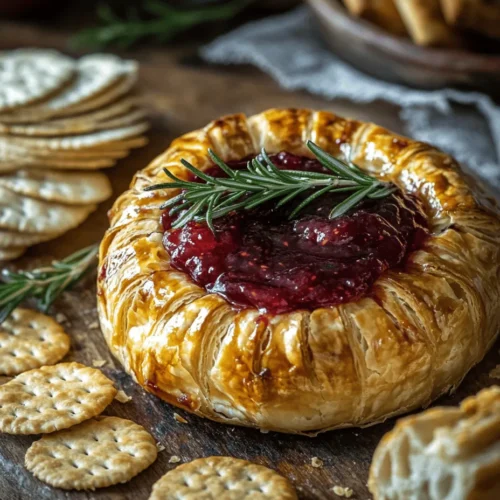 Baked Brie Bliss with Jam is a delightful appetizer that effortlessly combines the rich, creamy texture of Brie cheese with the sweetness of fruit preserves, all enveloped in a flaky, golden puff pastry. This dish has gained immense popularity at gatherings, holiday celebrations, and casual get-togethers, thanks to its irresistible flavor profile and its ability to impress guests with minimal effort. Whether you’re hosting a festive party or simply indulging in a cozy night in, Baked Brie offers a warm and inviting touch that makes every occasion feel special.