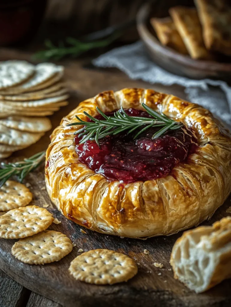 Baked Brie Bliss with Jam is a delightful appetizer that effortlessly combines the rich, creamy texture of Brie cheese with the sweetness of fruit preserves, all enveloped in a flaky, golden puff pastry. This dish has gained immense popularity at gatherings, holiday celebrations, and casual get-togethers, thanks to its irresistible flavor profile and its ability to impress guests with minimal effort. Whether you’re hosting a festive party or simply indulging in a cozy night in, Baked Brie offers a warm and inviting touch that makes every occasion feel special.