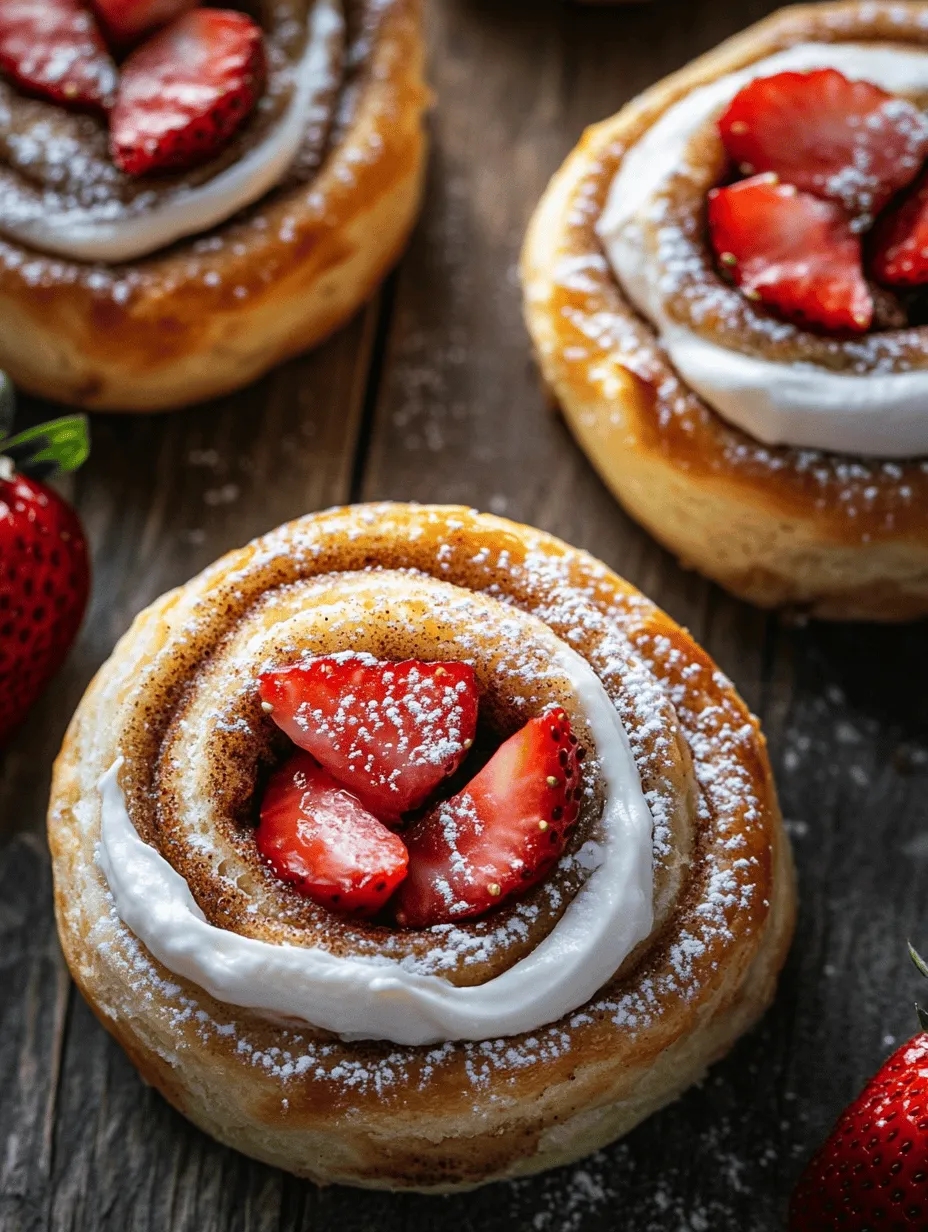 If you’re looking to elevate your breakfast game or make a show-stopping dessert, the Sweet Delight: Strawberry Cinnamon Rolls recipe is the perfect answer. This delightful twist on the classic cinnamon roll fuses the warm, comforting flavors of cinnamon with the fresh, vibrant sweetness of strawberries. The result? A treat that's not only visually appealing but also bursting with flavor. Whether you serve them at a leisurely brunch or indulge in them as a post-dinner dessert, these rolls are sure to impress your family and friends.