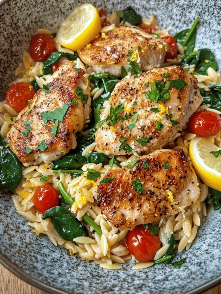 Zesty Lemon Chicken Orzo is a delightful dish that brings together the comforting essence of a warm meal and the refreshing brightness of citrus flavors. This recipe showcases tender chicken simmered in a vibrant lemon-infused broth, accompanied by delicate orzo pasta, fresh vegetables, and aromatic herbs. Perfect for a weeknight dinner or a special gathering, this dish not only tantalizes the taste buds but also nourishes the body.