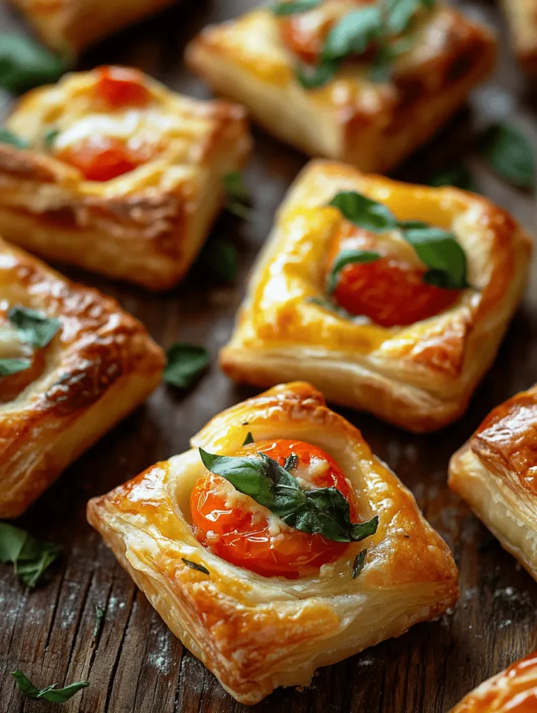 Basil Tomato Puff Pastry Bites are a culinary delight that perfectly epitomizes the trend of bite-sized appetizers. These tantalizing treats have carved their niche at gatherings, parties, and family dinners, captivating guests with their exquisite flavors and appealing presentation. As the world gravitates toward simple yet elegant hors d’oeuvres, these puff pastry bites promise to be the star of your next event.