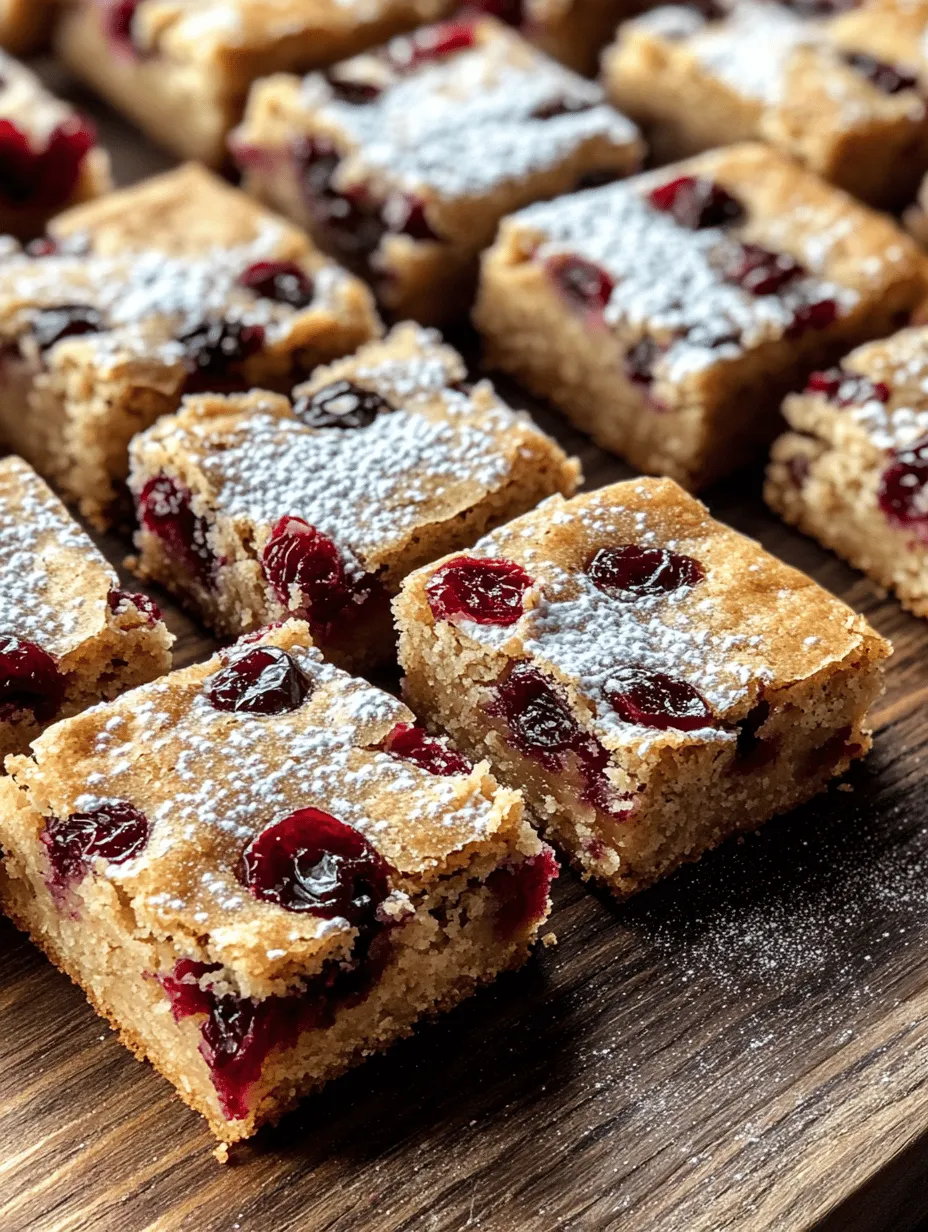 Blondies, often affectionately referred to as "the lighter counterpart to brownies," have captured the hearts of dessert lovers everywhere. These delightful treats boast a rich, buttery flavor and a chewy texture that makes them a beloved choice for satisfying sweet cravings. While traditional blondies have their charm, experimenting with flavors can elevate them to new heights. Enter the Cranberry Orange Blondies—a unique and vibrant twist on the classic recipe that combines the tartness of cranberries with the bright zest of oranges.