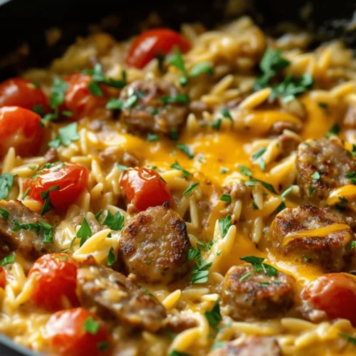 If you’re searching for a dish that perfectly balances bold flavors with creamy comfort, look no further than the Creamy Cajun Sausage Orzo Skillet. This delightful one-pan meal brings together the vibrant essence of Cajun cuisine and the indulgent richness of a creamy pasta dish, making it the ideal choice for busy weeknights or cozy family dinners. With its minimal cleanup and quick preparation time, this recipe offers a perfect solution for those evenings when you crave something satisfying yet uncomplicated.