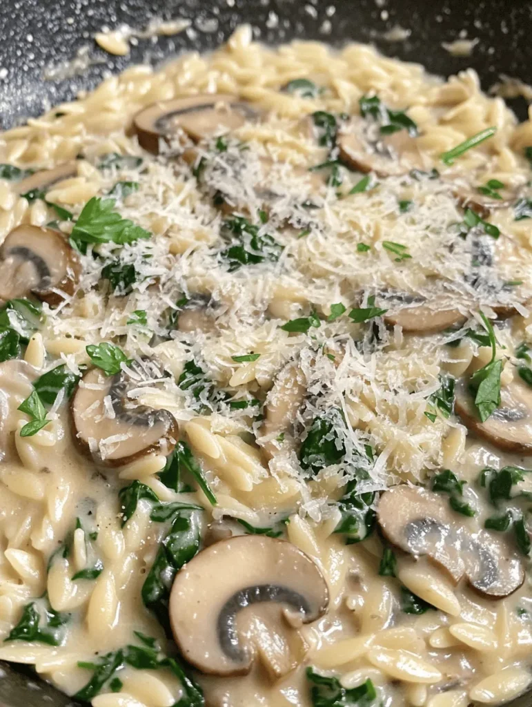 Welcome to the delightful world of Creamy Mushroom Spinach Orzo, a dish that perfectly embodies comfort and nutrition. This recipe combines the rich flavors of sautéed mushrooms and fresh spinach with the creamy goodness of a luscious sauce, all enveloped in tender orzo pasta. Whether you’re looking for a quick weeknight dinner or a sophisticated dish to impress guests, this creamy orzo is sure to satisfy.