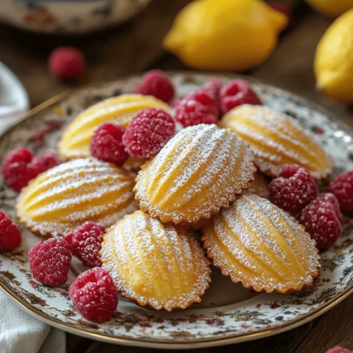 Madeleines are a classic French pastry renowned for their delicate flavor and charming shape. These exquisite little cakes, often enjoyed with a cup of tea or served as a light dessert, have captured the hearts of pastry lovers worldwide. Their soft, sponge-like texture and delightful buttery taste make them an irresistible treat for any occasion. In this recipe, we elevate the traditional madeleine by infusing it with the bright, zesty flavor of lemon and the sweet-tart burst of fresh raspberries. Whether you're hosting a tea party, preparing dessert for a special gathering, or simply craving a sweet bite with your afternoon coffee, these Lemon Raspberry Madeleines are sure to impress.