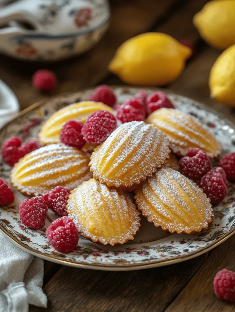 Madeleines are a classic French pastry renowned for their delicate flavor and charming shape. These exquisite little cakes, often enjoyed with a cup of tea or served as a light dessert, have captured the hearts of pastry lovers worldwide. Their soft, sponge-like texture and delightful buttery taste make them an irresistible treat for any occasion. In this recipe, we elevate the traditional madeleine by infusing it with the bright, zesty flavor of lemon and the sweet-tart burst of fresh raspberries. Whether you're hosting a tea party, preparing dessert for a special gathering, or simply craving a sweet bite with your afternoon coffee, these Lemon Raspberry Madeleines are sure to impress.