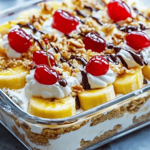 If you’re searching for a dessert that captures the nostalgic flavors of a classic banana split while being effortlessly simple to prepare, look no further than the No-Bake Banana Split Cake. This delectable treat reimagines the beloved ice cream sundae into a layered cake form, making it a perfect centerpiece for summer gatherings, picnics, and family celebrations.