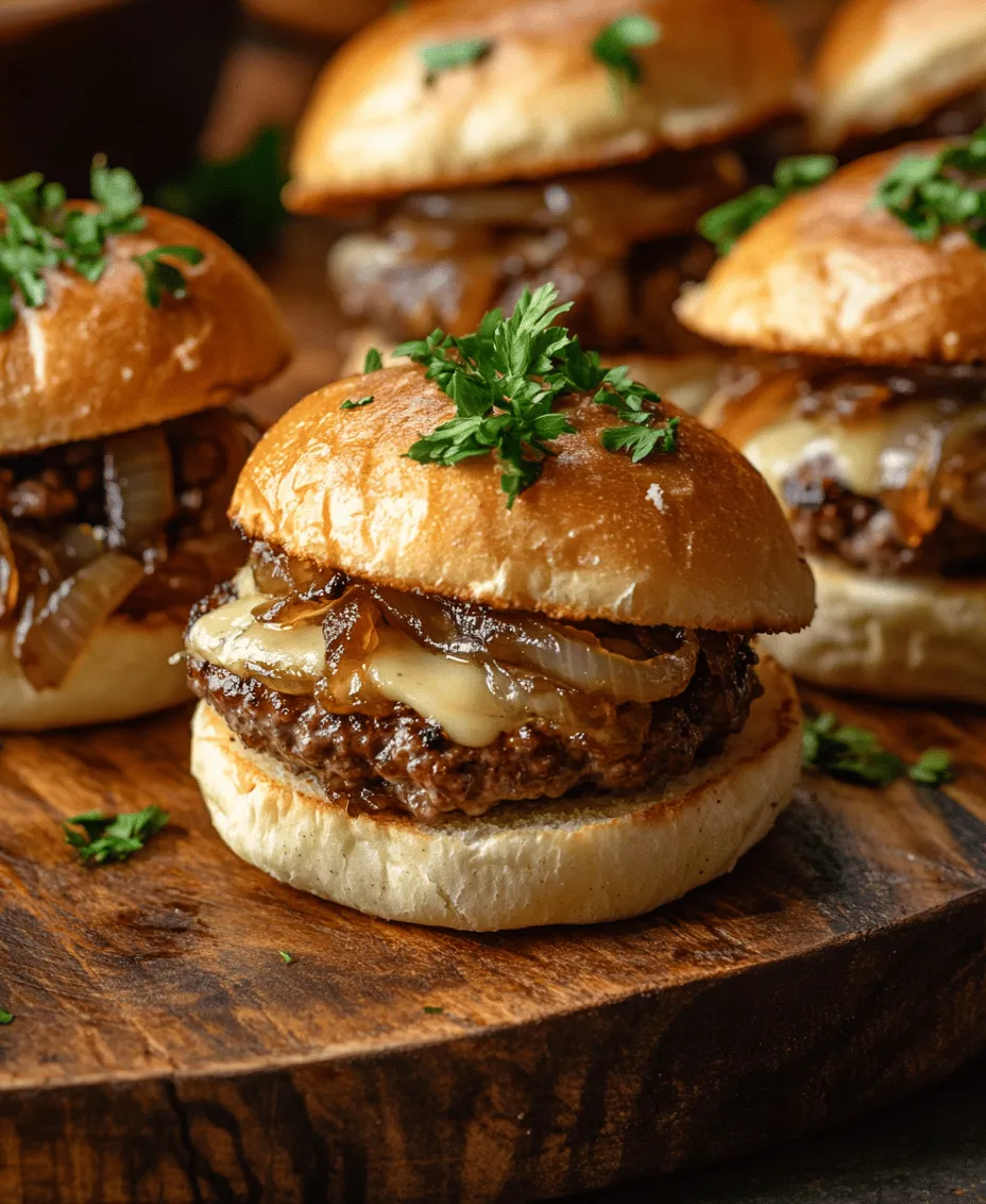 French Onion Beef Sliders are a delightful twist on the classic French onion soup, combining the rich, savory flavors of caramelized onions and melted cheese with the convenience and fun of a slider. These mini burgers are not only packed with flavor, but they also offer a satisfying bite-sized experience that makes them perfect for a variety of occasions. Whether you're hosting a family gathering, celebrating a birthday, or simply enjoying a game day with friends, these sliders are sure to impress.