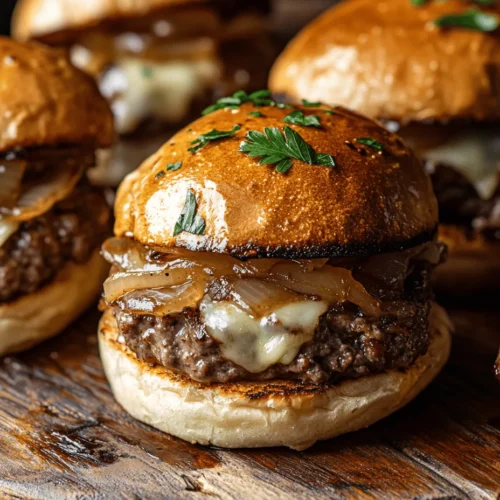 French Onion Beef Sliders are a delightful twist on the classic French onion soup, combining the rich, savory flavors of caramelized onions and melted cheese with the convenience and fun of a slider. These mini burgers are not only packed with flavor, but they also offer a satisfying bite-sized experience that makes them perfect for a variety of occasions. Whether you're hosting a family gathering, celebrating a birthday, or simply enjoying a game day with friends, these sliders are sure to impress.