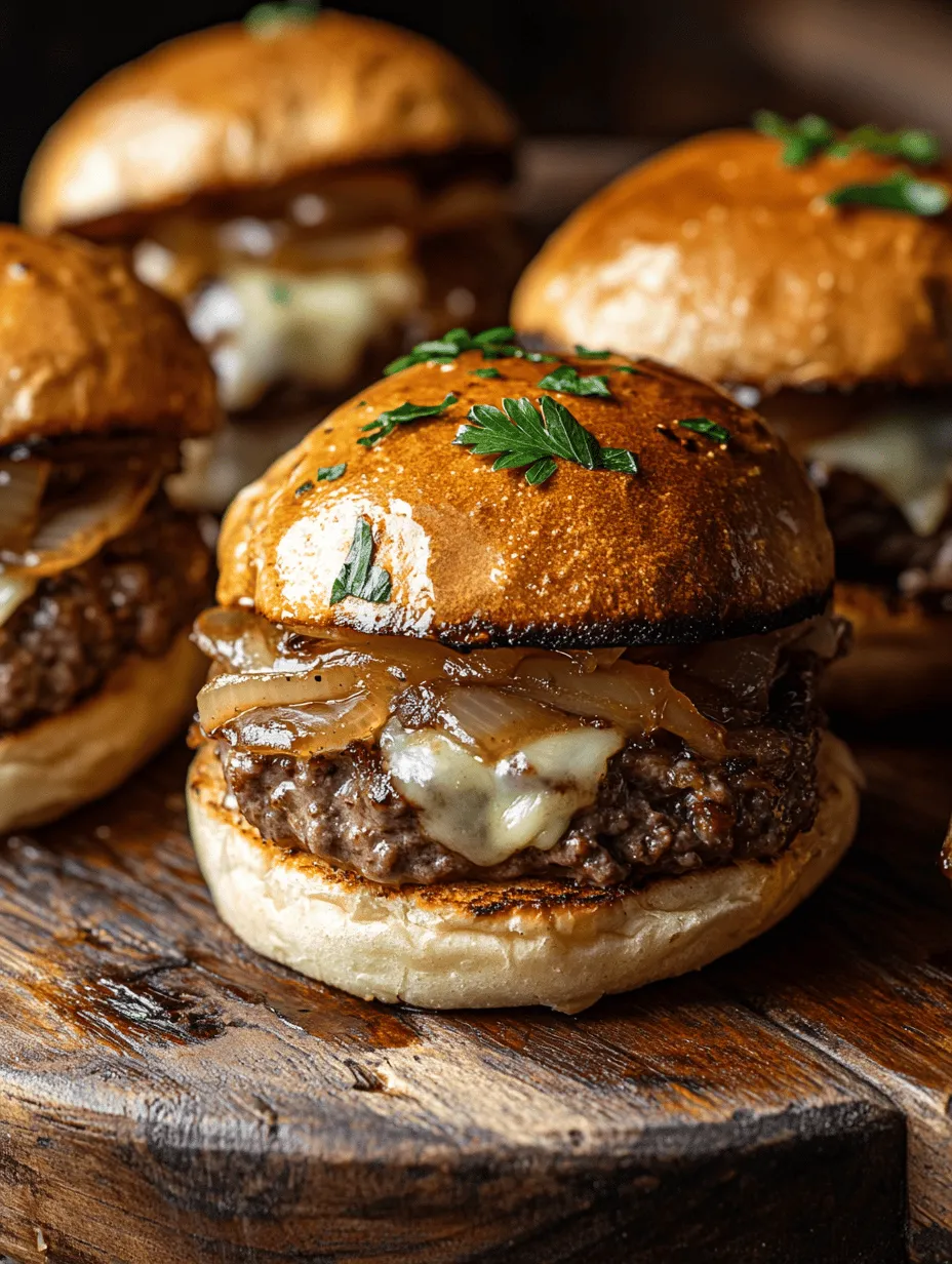 French Onion Beef Sliders are a delightful twist on the classic French onion soup, combining the rich, savory flavors of caramelized onions and melted cheese with the convenience and fun of a slider. These mini burgers are not only packed with flavor, but they also offer a satisfying bite-sized experience that makes them perfect for a variety of occasions. Whether you're hosting a family gathering, celebrating a birthday, or simply enjoying a game day with friends, these sliders are sure to impress.