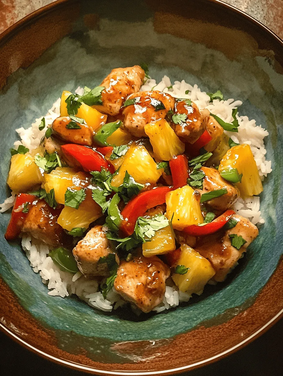 Discover the delightful fusion of flavors in our Sweet and Savory Pineapple Chicken recipe. This dish perfectly balances the sweetness of pineapple with the savory goodness of chicken, complemented by vibrant vegetables and fragrant jasmine rice. Not only is it a feast for the senses, but it's also a quick and easy meal that can be prepared in just 40 minutes. Whether you're looking for a weeknight dinner or a dish to impress your guests, this recipe is sure to satisfy.