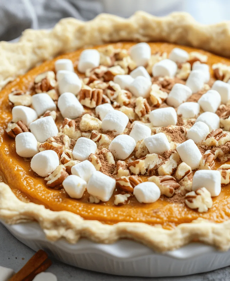 As the leaves turn vibrant shades of orange and gold, and the crisp autumn air sets in, the season of pumpkin spice comes alive. One of the most beloved desserts that graces tables during this time is the classic pumpkin pie. Its rich, spiced filling nestled in a flaky crust has become a staple at Thanksgiving gatherings and fall festivities alike. However, if you're looking to elevate this traditional dessert into something truly special, allow us to introduce you to <strong>Praline Pumpkin Pie Delights</strong>.” /></p>
</p>
<h3>Pouring the Filling into the Crust</h3>
</p>
<p>Once you have prepared your crust and the praline pumpkin filling, it’s time to combine the two. Pouring the filling into the crust requires a bit of technique to ensure a smooth transfer without spills.</p>
</p>
<p>1. <strong>Use a Ladle</strong>: A ladle is your best friend here. It allows you to control the flow of the filling. Start by ladling a small amount into the center of the crust.</p>
<p>2. <strong>Pour Slowly</strong>: As you add more filling, pour slowly and steadily. This helps to avoid overflowing and allows the filling to settle evenly in the crust.</p>
<p>3. <strong>Swirl if Necessary</strong>: If you notice any air bubbles forming, gently tap the pie dish on the counter to release them. You can also use a spatula to swirl the filling slightly, ensuring it covers every inch of the crust.</p>
</p>
<h3>Evenly Distributing Pecans for Optimal Flavor</h3>
</p>
<p>The pecans are a key element of the Praline Pumpkin Pie Delights. To ensure each slice is packed with flavor, follow these steps for even distribution:</p>
</p>
<p>1. <strong>Chop the Pecans</strong>: If you haven’t already, chop your pecans into small pieces. This increases their surface area and enhances their flavor release during baking.</p>
<p>2. <strong>Sprinkle Evenly</strong>: After pouring the filling, sprinkle the chopped pecans evenly over the top. Aim for a uniform layer so every bite boasts the delightful crunch of pecans against the silky pumpkin filling.</p>
<p>3. <strong>Gently Press</strong>: Use the back of a spatula to gently press down on the pecans, allowing them to nestle into the filling. This not only helps keep them in place during baking but also ensures they absorb the flavors from the filling.</p>
</p>
<h3>Baking the Pie</h3>
</p>
<p>Baking is where the magic happens, transforming your ingredients into a deliciously aromatic dessert.</p>
</p>
<h4>Dual Baking Temperatures Explained</h4>
</p>
<p>This recipe employs a dual baking temperature method, which helps create a perfectly set filling and a golden crust.</p>
</p>
<p>1. <strong>Initial High Temperature</strong>: Start by preheating your oven to 425°F (220°C). This high heat will help set the crust quickly, preventing it from becoming soggy. Bake for 15 minutes at this temperature.</p>
<p>2. <strong>Reduce Heat</strong>: After the initial bake, reduce the temperature to 350°F (175°C) and continue baking for another 30-40 minutes. This allows the filling to cook evenly and solidify without overcooking the crust.</p>
</p>
<h4>Signs to Look For to Ensure the Pie is Fully Baked</h4>
</p>
<p>Knowing when your pie is done is crucial for achieving the right texture.</p>
</p>
<p>– <strong>Firm Center</strong>: The filling should be set but still have a slight jiggle in the center. This jiggle will firm up as it cools.</p>
<p>– <strong>Golden Crust</strong>: Check the edges of the crust; they should be a beautiful golden brown. If they appear too dark, consider covering the edges with foil to prevent burning.</p>
<p>– <strong>Aroma</strong>: The sweet, spiced aroma will fill your kitchen, signaling that your pie is nearing completion.</p>
</p>
<h3>Optional Topping</h3>
</p>
<p>For an extra layer of sweetness and texture, consider adding a mini marshmallow topping.</p>
</p>
<p>1. <strong>Preparation</strong>: During the last 5-10 minutes of baking, remove the pie from the oven and evenly sprinkle mini marshmallows over the top.</p>
<p>2. <strong>Toasting</strong>: Return the pie to the oven and bake until the marshmallows are golden brown. Keep a close eye on them, as they can burn quickly. The toasted marshmallows add a delightful contrast to the rich filling.</p>
</p>
<h3>Serving Suggestions</h3>
</p>
<p>Presentation is key when serving your Praline Pumpkin Pie Delights. Here are some ideas to elevate your serving experience:</p>
</p>
<p>– <strong>Garnishing</strong>: A dollop of whipped cream on each slice adds a beautiful contrast to the pie. Consider sprinkling additional chopped pecans or a dusting of cinnamon for a decorative touch.</p>
<p>– <strong>Beverage Pairings</strong>: This pie pairs wonderfully with beverages such as freshly brewed coffee, spiced chai tea, or even a dessert wine like a late harvest Riesling. Each option enhances the flavors of the pie while adding to the festive atmosphere.</p>
<p>– <strong>Serving Temperature</strong>: While pumpkin pies are often served chilled, this pie is best enjoyed at room temperature. Allow it to sit for about 30 minutes after baking for the ideal serving condition.</p>
</p>
<h3>Nutritional Information</h3>
</p>
<p>Understanding the nutritional content of your dessert can help you enjoy it guilt-free. Here’s a breakdown per serving (assuming 8 servings):</p>
</p>
<p>– <strong>Calories</strong>: Approximately 320 calories</p>
<p>– <strong>Sugars</strong>: 25 grams</p>
<p>– <strong>Fats</strong>: 15 grams</p>
</p>
<p>This Praline Pumpkin Pie Delights recipe can fit into a balanced diet, especially during the holiday season. By using fresh pumpkin and controlling your sugar intake, you can enjoy a slice without compromising your dietary goals.</p>
</p>
<h3>Cultural Significance of Pumpkin Pie</h3>
</p>
<p>Pumpkin pie has long been a staple of autumn celebrations, especially during Thanksgiving in the United States. The origins of pumpkin pie can be traced back to the early settlers who utilized the bountiful harvest of pumpkins in their desserts.</p>
</p>
<p>The tradition of baking and sharing pumpkin pie has continued across generations, becoming a symbol of family gatherings and festive celebrations. Praline Pumpkin Pie Delights adds a modern twist to this classic dessert, making it an ideal addition to any holiday table.</p>
</p>
<h3>Conclusion</h3>
</p>
<p>In summary, the Praline Pumpkin Pie Delights stands out for its unique combination of flavors and textures, marrying the rich taste of pumpkin with the delightful crunch of pecans and the sweetness of marshmallows. This recipe is not just a dessert; it’s a festive experience that brings family and friends together during the fall season.</p>
</p>
<p>We encourage you to try this delicious recipe as a festive addition to your celebrations. The joy of sharing homemade desserts with loved ones is unmatched, and your Praline Pumpkin Pie Delights will surely be a memorable part of your holiday traditions. Embrace the warmth of autumn flavors and create lasting memories in your kitchen!</p>
<div id=