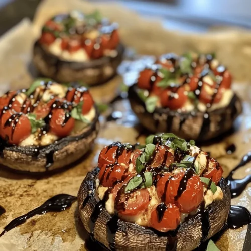 Caprese Stuffed Portobello Mushrooms are a culinary delight that beautifully combines the earthy flavors of portobello mushrooms with the fresh, vibrant ingredients typical of a classic Caprese salad. This dish not only tantalizes the taste buds but also serves as a feast for the eyes, boasting a delightful presentation that can elevate any dining experience. Whether you're seeking a healthy appetizer to impress your guests or a satisfying main course for a weeknight dinner, these stuffed mushrooms are versatile enough to fit any occasion.