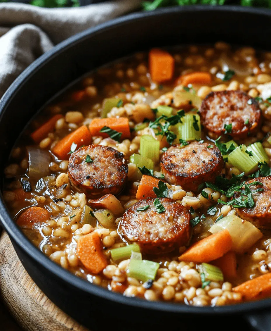 When the temperature drops and the evenings grow chilly, there’s nothing quite as comforting as a warm bowl of stew. Enter the Sizzling Sausage and Barley Stew, a dish that perfectly combines savory flavors with hearty ingredients to create a meal that not only satisfies the palate but also warms the soul. This stew is not just about taste; it embodies a sense of home and comfort, making it the ideal dish for family dinners or meal prep for the busy week ahead.