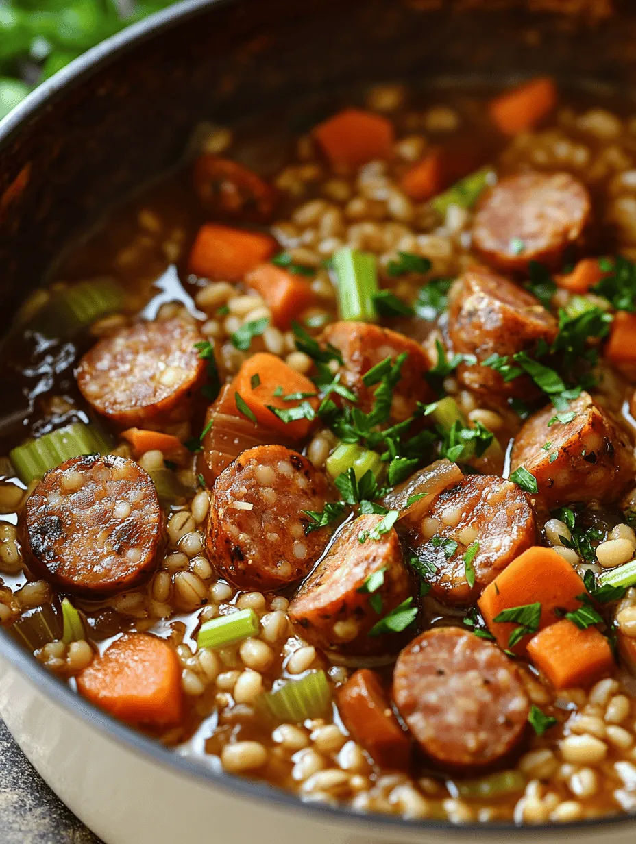 When the temperature drops and the evenings grow chilly, there’s nothing quite as comforting as a warm bowl of stew. Enter the Sizzling Sausage and Barley Stew, a dish that perfectly combines savory flavors with hearty ingredients to create a meal that not only satisfies the palate but also warms the soul. This stew is not just about taste; it embodies a sense of home and comfort, making it the ideal dish for family dinners or meal prep for the busy week ahead.