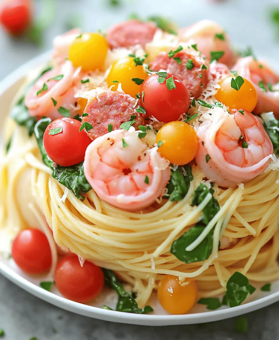 If you're searching for a quick and delectable weeknight dinner that doesn't skimp on flavor, look no further than garlic butter shrimp and sausage skillet pasta. This dish perfectly marries the savory notes of sautéed sausage with succulent shrimp, all enveloped in a rich, buttery garlic sauce. Add in the brightness of cherry tomatoes and fresh spinach, and you’ve got a meal that’s not only comforting but also bursting with color and nutrition.