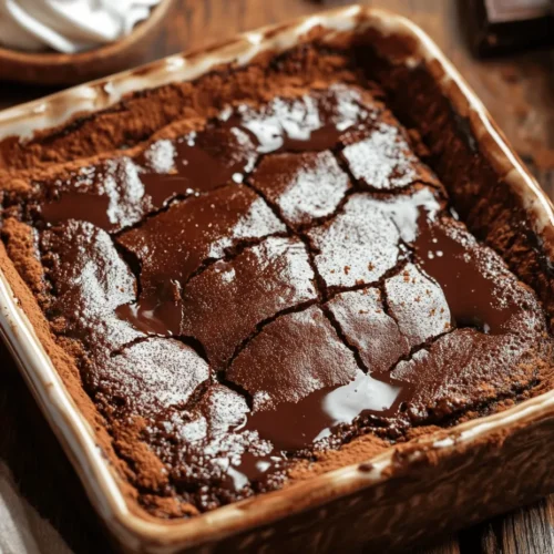To get started on your Hot Fudge Chocolate Pudding Cake, preheat your oven to 350°F (175°C). This is a crucial step as it ensures that your cake bakes evenly and achieves the perfect texture. While the oven is heating, prepare your baking pan. A square 9-inch baking dish is ideal for this recipe. Grease the pan lightly with butter or cooking spray and dust it with a bit of flour to prevent sticking. This preparation will make it easier to serve your cake later.
