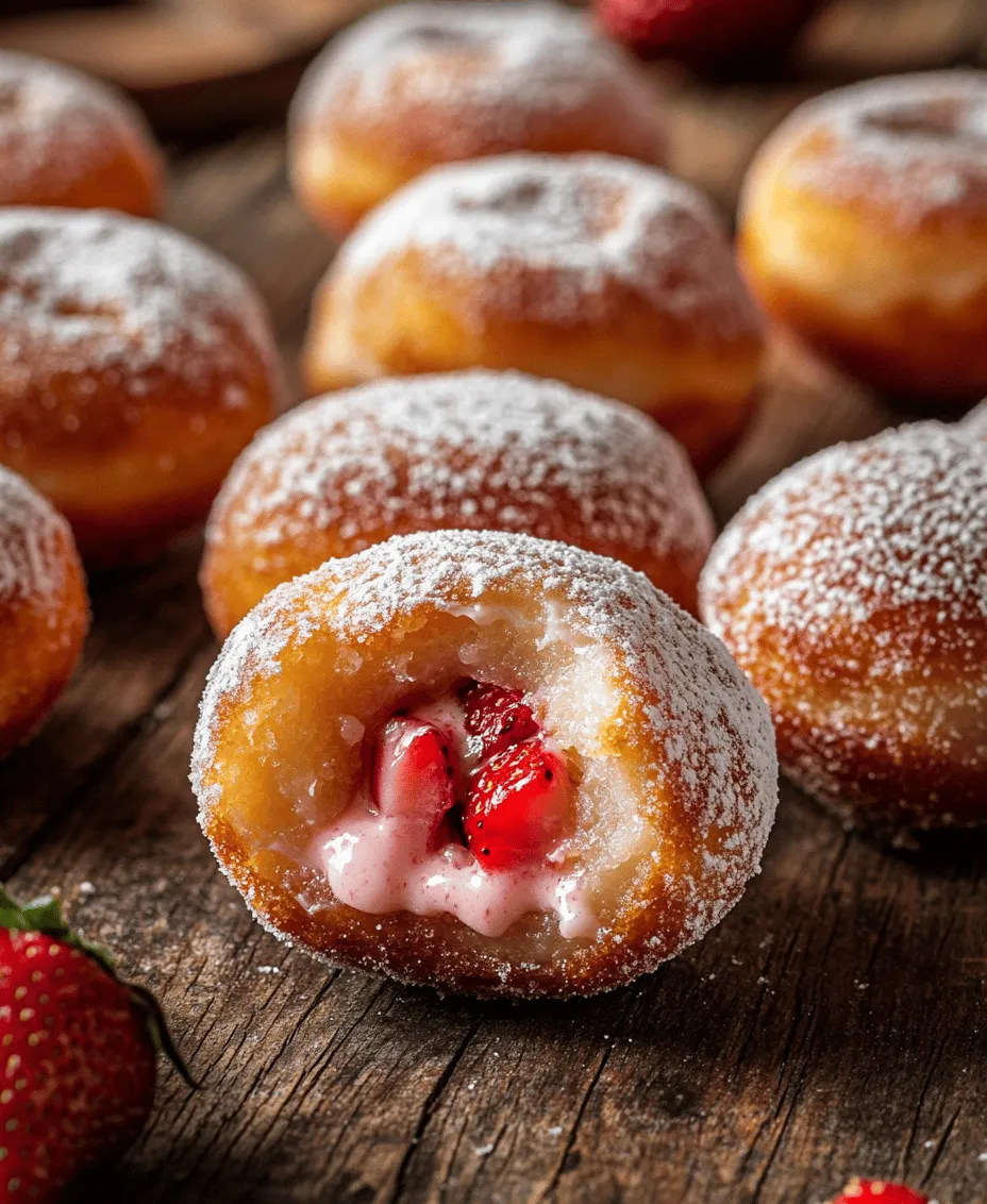 Prepare to embark on a delicious journey as we explore the delightful world of desserts with our Strawberry Cheesecake Stuffed Donut Holes. This indulgent treat marries the rich, creamy flavors of classic cheesecake with the comforting essence of freshly made donuts, creating a dessert that is both sophisticated and utterly satisfying. Whether you're planning a festive gathering, a cozy brunch, or simply treating yourself to something sweet, these donut holes are sure to impress.