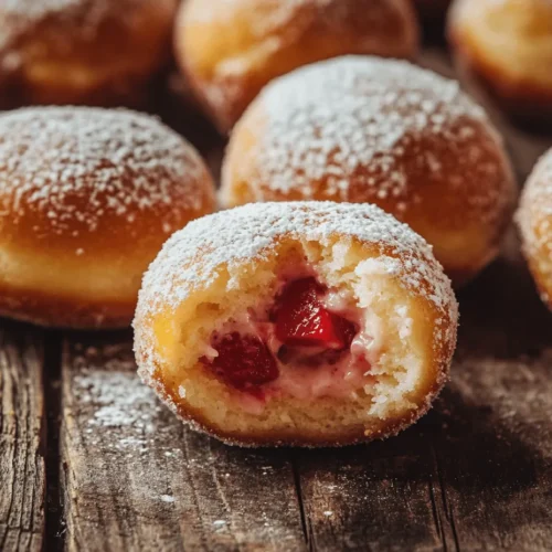 Prepare to embark on a delicious journey as we explore the delightful world of desserts with our Strawberry Cheesecake Stuffed Donut Holes. This indulgent treat marries the rich, creamy flavors of classic cheesecake with the comforting essence of freshly made donuts, creating a dessert that is both sophisticated and utterly satisfying. Whether you're planning a festive gathering, a cozy brunch, or simply treating yourself to something sweet, these donut holes are sure to impress.
