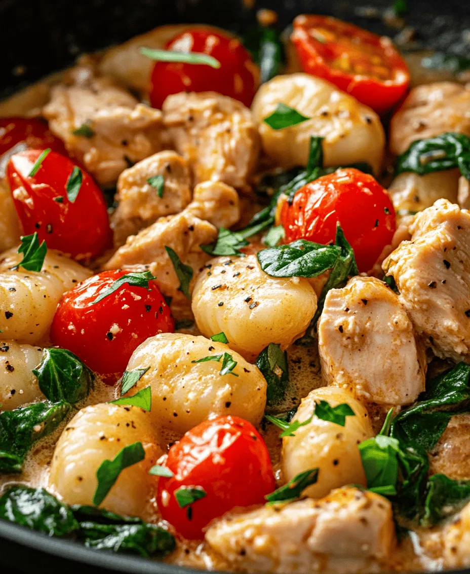 The Garlic Chicken Gnocchi Skillet captures the essence of comfort food with its hearty ingredients and bold flavors. The dish features a delightful combination of tender chicken pieces, soft gnocchi, and vibrant vegetables like spinach and cherry tomatoes. Each bite is a celebration of textures and tastes, making it a favorite for both adults and children alike.