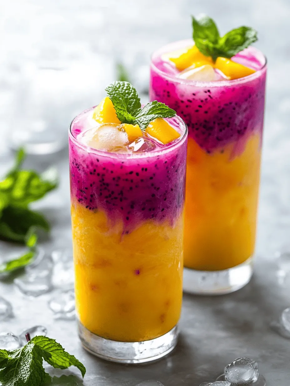 When the sun is blazing and temperatures rise, there's nothing quite like a vibrant, refreshing beverage to cool you down. Enter the Mango Dragonfruit Refresher—a tropical concoction bursting with color and flavor that transports you to a sun-soaked beach with every sip. This delightful drink is not just a feast for the eyes with its stunning pink and yellow hues, but it also serves as a delicious way to hydrate and replenish your body during hot weather.