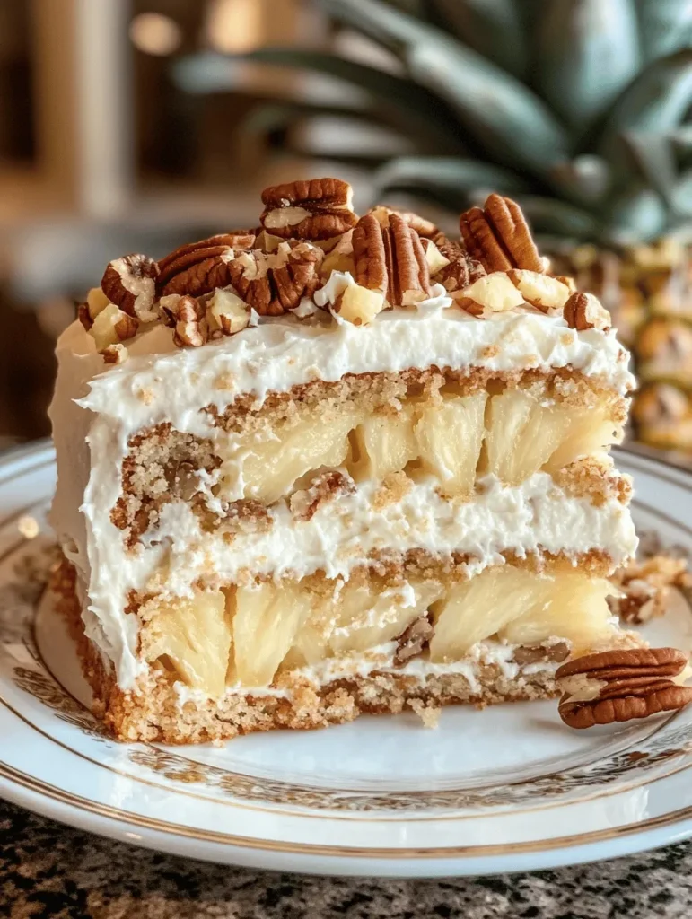 Southern desserts are much more than mere sweets; they are a celebration of culture, tradition, and the warmth of hospitality that embodies the Southern way of life. Each bite of a well-crafted Southern dessert tells a story, often passed down through generations, capturing the essence of family gatherings, community celebrations, and the joy of sharing a meal with loved ones. Among the many delectable offerings from the South, the Delightful Southern Creamy Pineapple Pecan Cake stands out as a beloved classic. This cake not only showcases the rich flavors inherent in Southern cooking, but it also marries the sweetness of pineapple with the earthy crunch of pecans, creating a moist and indulgent dessert that is sure to impress.
