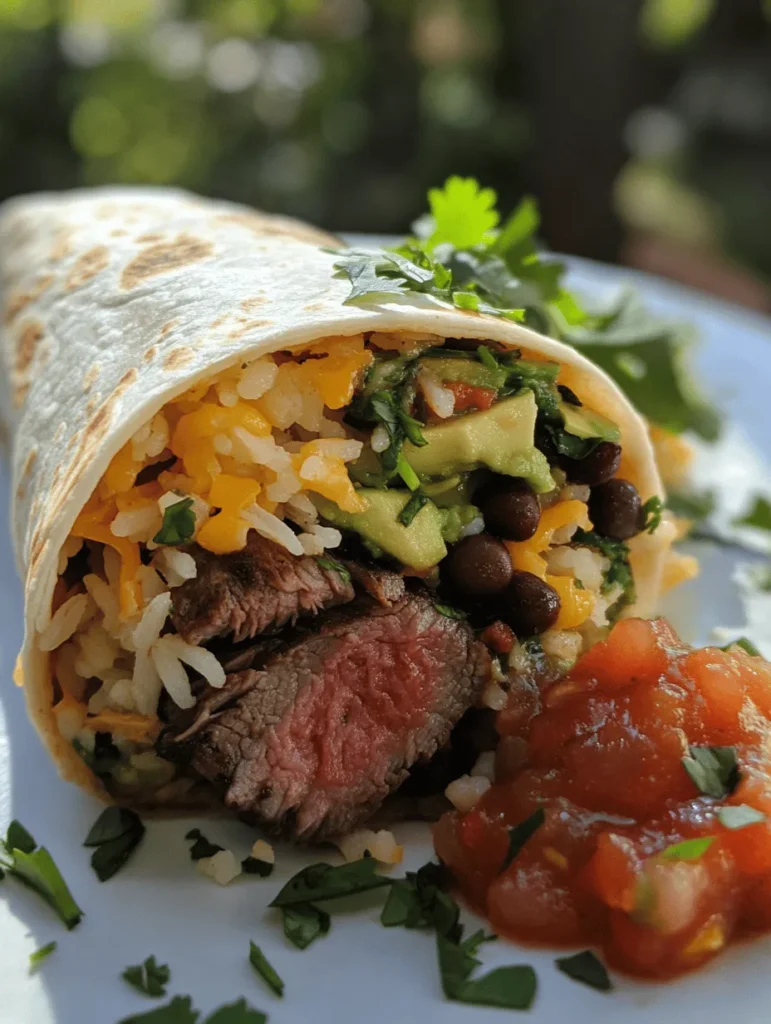In the world of culinary delights, few dishes offer the satisfaction and comfort of a perfectly crafted steak burrito. This Burrito Bonanza recipe not only tantalizes your taste buds but also immerses you in a medley of rich flavors and textures that make this dish a perennial favorite among food enthusiasts. Imagine sinking your teeth into a warm, flour tortilla, enveloping a succulent filling of marinated flank or skirt steak, accompanied by creamy avocado, zesty cilantro lime rice, and hearty black beans. More than just a meal, this burrito is a culinary experience waiting to unfold.