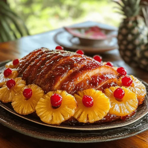 Baked Sliced Ham with Pineapple Glaze is not just a dish; it’s a centerpiece that graces the tables of festive gatherings and special occasions. The tradition of serving ham during holidays has deep roots, often symbolizing prosperity and celebration. With its succulent slices glazed to perfection, this recipe offers a delightful combination of savory and sweet, making it a perennial favorite for families and friends alike.