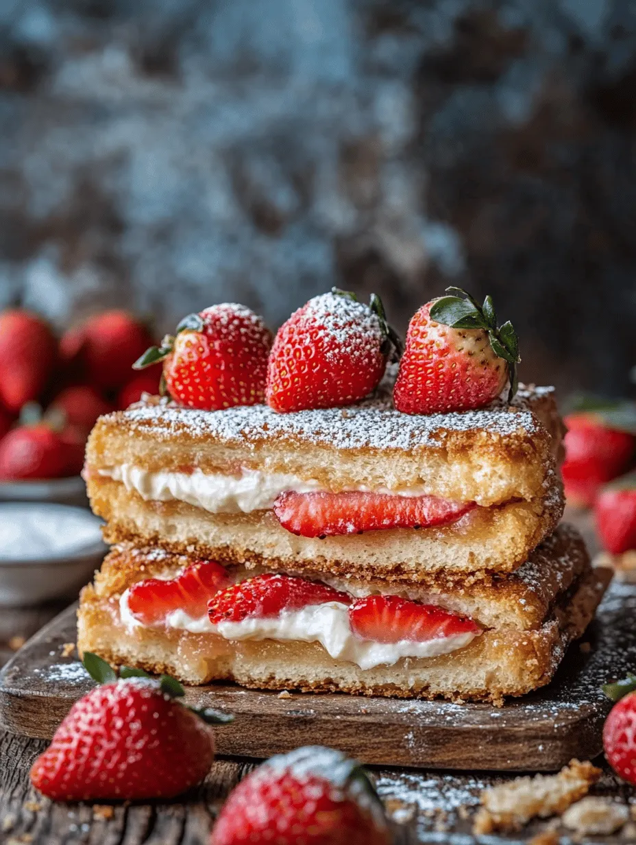 Fried Strawberry Cheesecake Sandwiches are an innovative twist on two beloved classics: cheesecake and sandwiches. This delightful dessert combines the rich, creamy goodness of traditional cheesecake with the comforting familiarity of a sandwich, all wrapped in a crispy, golden coating that is sure to tantalize your taste buds. Imagine biting into a warm, gooey filling of sweetened cream cheese and fresh strawberries, enveloped by the satisfying crunch of fried bread. Whether you're looking to impress guests at a special occasion or simply seeking to satisfy a sweet craving, this recipe offers a perfect fusion of flavors and textures that will leave everyone wanting more.