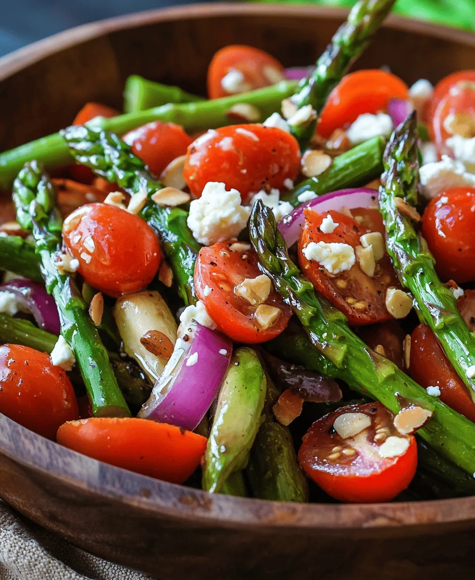 The freshness of the ingredients is paramount when it comes to creating a salad that truly shines. In the case of the Fresh & Crisp Asparagus Salad, the star of the dish is undeniably the asparagus. Known for its bright green color and tender-crisp texture, asparagus serves as a fantastic base for this salad. Its subtle earthy flavor pairs beautifully with the sweetness of cherry tomatoes, the sharpness of red onion, and the creaminess of feta cheese.
