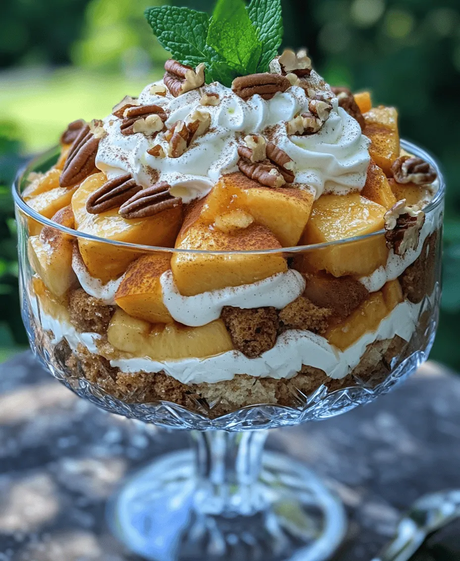 If you're looking for a dessert that perfectly captures the essence of summer, look no further than Peach Cobbler Trifle Delight. This delightful dessert is a beautiful combination of layers that marries the comforting flavors of traditional peach cobbler with the elegance of a trifle. Its vibrant colors and luscious textures make it an irresistible addition to any gathering or celebration, especially during the warmer months when fresh peaches are at their peak.