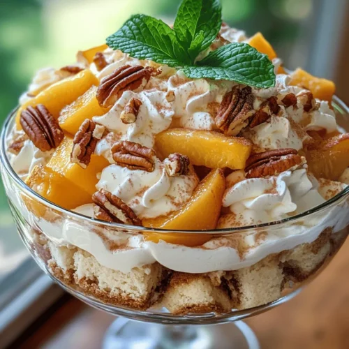 If you're looking for a dessert that perfectly captures the essence of summer, look no further than Peach Cobbler Trifle Delight. This delightful dessert is a beautiful combination of layers that marries the comforting flavors of traditional peach cobbler with the elegance of a trifle. Its vibrant colors and luscious textures make it an irresistible addition to any gathering or celebration, especially during the warmer months when fresh peaches are at their peak.