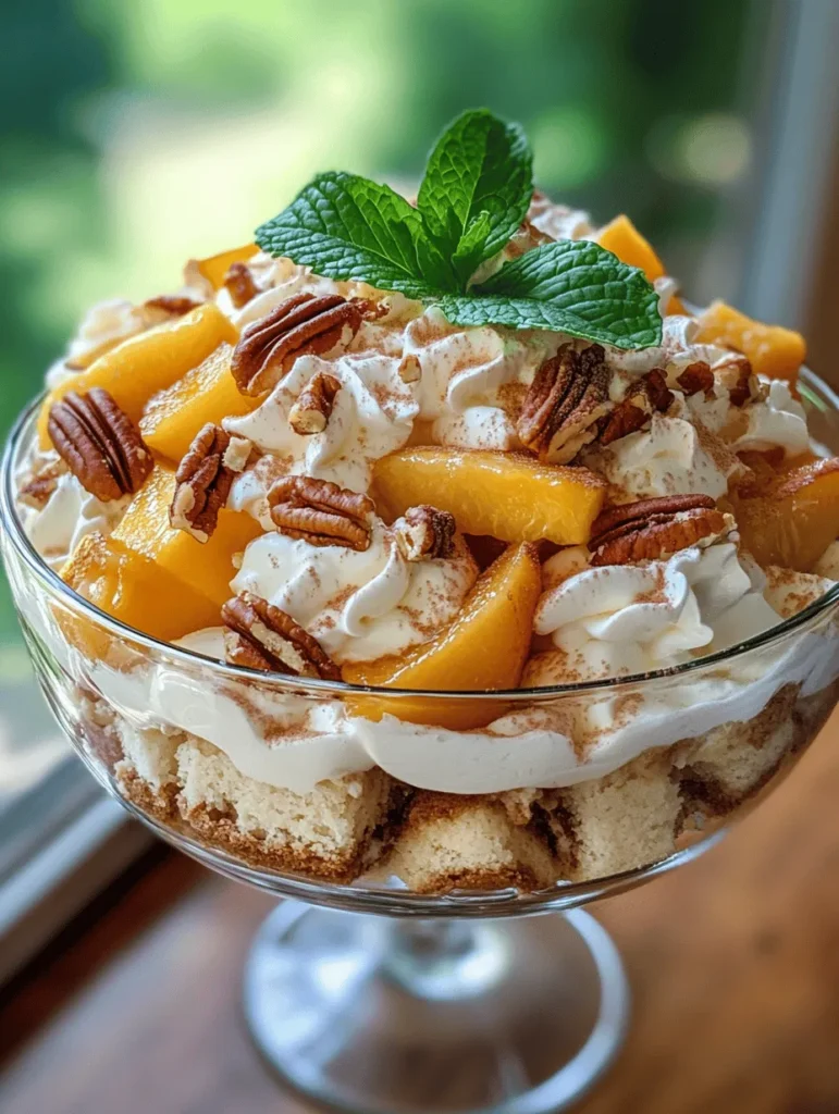 If you're looking for a dessert that perfectly captures the essence of summer, look no further than Peach Cobbler Trifle Delight. This delightful dessert is a beautiful combination of layers that marries the comforting flavors of traditional peach cobbler with the elegance of a trifle. Its vibrant colors and luscious textures make it an irresistible addition to any gathering or celebration, especially during the warmer months when fresh peaches are at their peak.