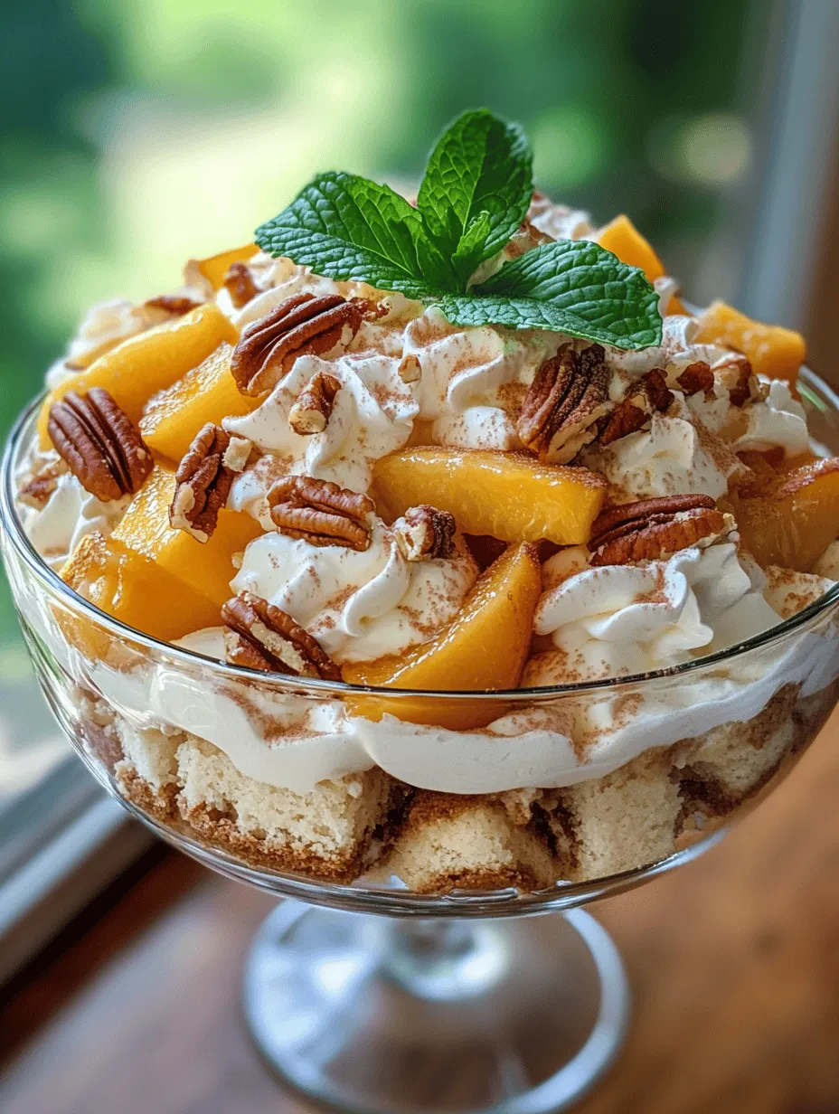 If you're looking for a dessert that perfectly captures the essence of summer, look no further than Peach Cobbler Trifle Delight. This delightful dessert is a beautiful combination of layers that marries the comforting flavors of traditional peach cobbler with the elegance of a trifle. Its vibrant colors and luscious textures make it an irresistible addition to any gathering or celebration, especially during the warmer months when fresh peaches are at their peak.
