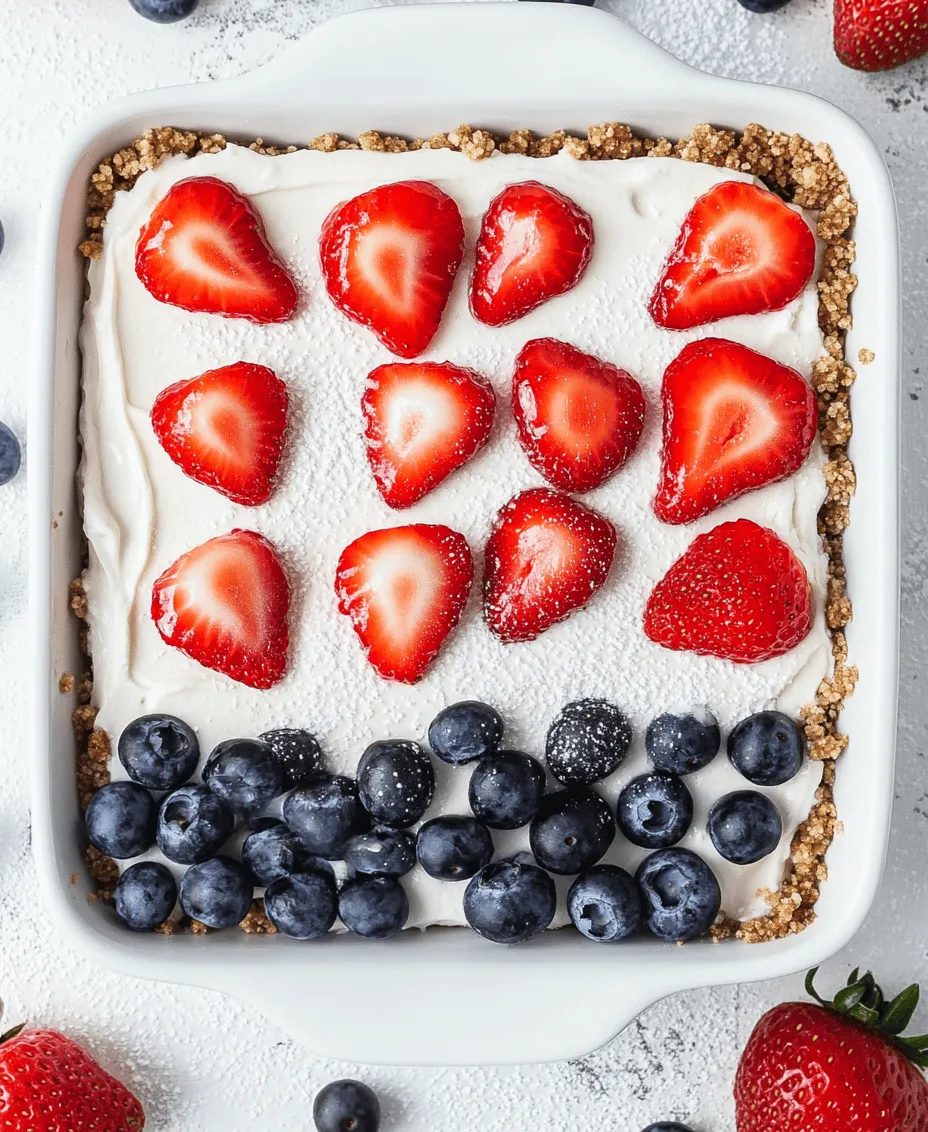 As the temperatures rise and the days grow longer, the appeal of no-bake desserts becomes even more pronounced. These recipes offer a convenient way to enjoy a sweet treat without the need for an oven, allowing you to keep your kitchen cool during those hot summer months. No-bake desserts are not only easy to assemble but also allow for creativity in presentation. The No-Bake Cheesecake Flag Bars bring together the rich, creamy texture of cheesecake with the vibrant colors of fresh fruit, making them an inviting dessert that’s sure to impress.