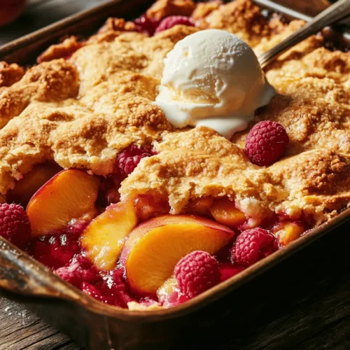 Welcome to the delightful world of cobblers, where the fusion of sweet and tart creates a dessert that tantalizes the taste buds. This Easy Peach and Raspberry Cobbler recipe is the epitome of comfort food, combining the luscious flavors of ripe peaches and vibrant raspberries. Whether you're hosting a summer barbecue or simply want to indulge your sweet tooth, this cobbler is the perfect choice. Its simplicity makes it accessible for novice bakers while still impressing seasoned chefs with its rich flavors and delightful textures.