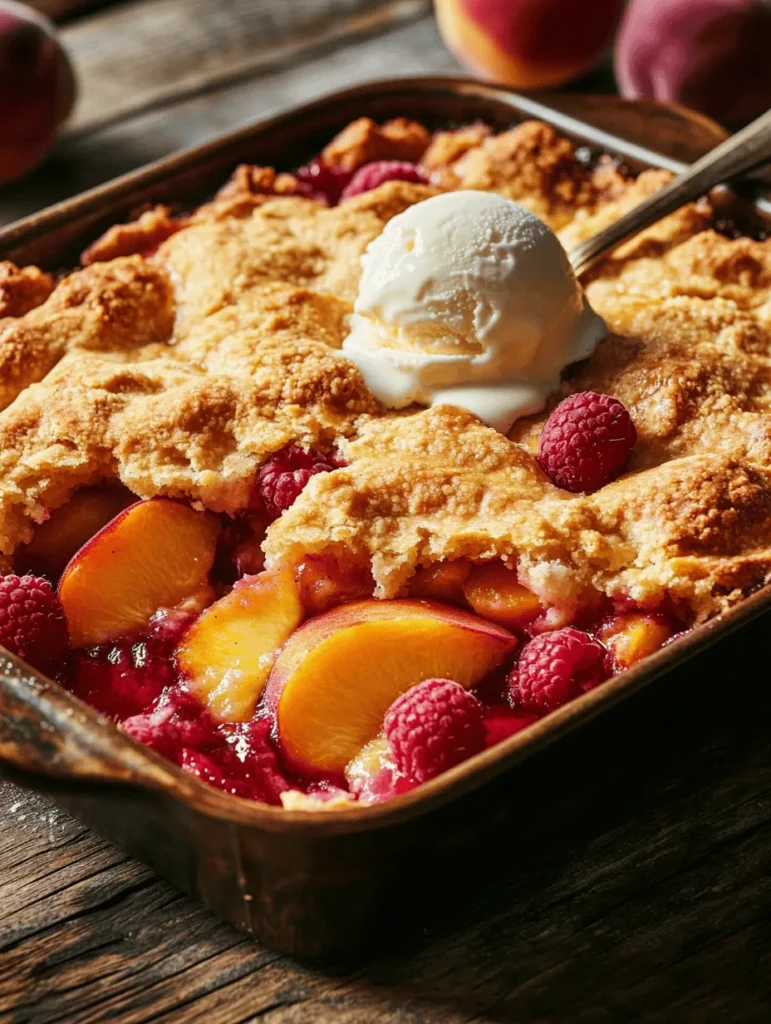 Welcome to the delightful world of cobblers, where the fusion of sweet and tart creates a dessert that tantalizes the taste buds. This Easy Peach and Raspberry Cobbler recipe is the epitome of comfort food, combining the luscious flavors of ripe peaches and vibrant raspberries. Whether you're hosting a summer barbecue or simply want to indulge your sweet tooth, this cobbler is the perfect choice. Its simplicity makes it accessible for novice bakers while still impressing seasoned chefs with its rich flavors and delightful textures.