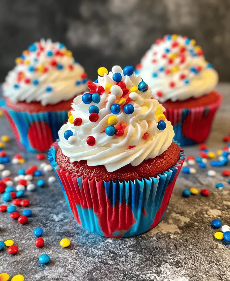 Firecracker Cupcakes are the perfect embodiment of festive spirit, combining vibrant colors, exciting flavors, and a playful twist that makes them a standout treat for any celebration. Imagine biting into a soft, fluffy cupcake that not only delights your taste buds but also surprises you with a delightful crunch and fizz from Pop Rocks candy. This unique combination of textures and flavors transforms a simple dessert into an unforgettable experience, making Firecracker Cupcakes a must-have for festivities like the Fourth of July, birthdays, and other special occasions.