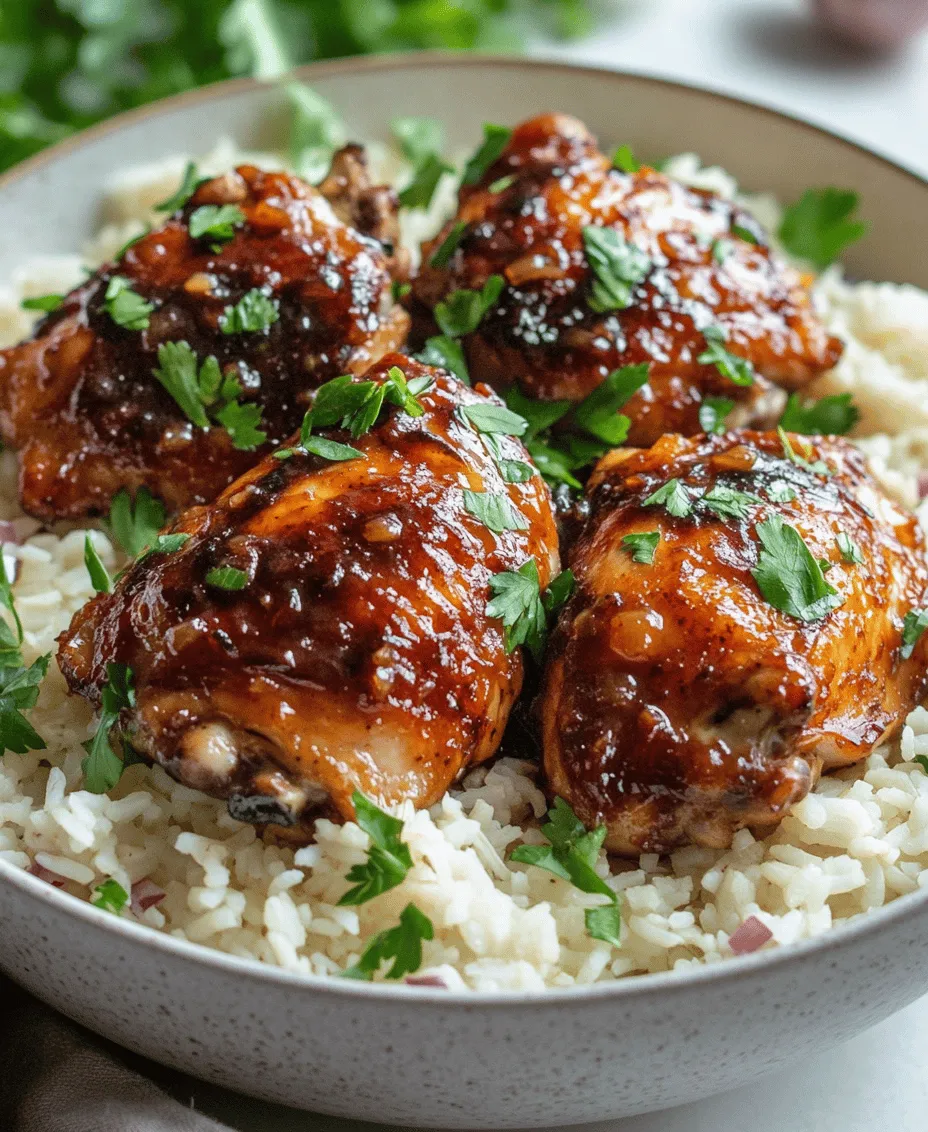 In today's fast-paced world, finding meals that combine convenience, flavor, and comfort can often feel like a daunting task. Enter the <strong>One-Pan Bold Honey BBQ Chicken Rice</strong>, a dish that perfectly encapsulates all these qualities. This delightful recipe is not only a feast for the senses but also an ideal choice for busy weeknights when time is of the essence. The beauty of this dish lies in its simplicity: you only need one pan to create a meal that is sure to satisfy the whole family.” /></p>
</p>
<h3>One-Pan Bold Honey BBQ Chicken Rice: A Flavorful Culinary Adventure</h3>
</p>
<p>Building on the earlier introduction, let’s dive deeper into the preparation steps that transform simple ingredients into a mouthwatering dish, the nutritional benefits of the components, and how to serve this delightful meal for maximum impact.</p>
</p>
<h4>Preparing the Base: Sautéing Onions and Garlic</h4>
</p>
<p>The foundation of any great dish lies in its aromatics, and in our One-Pan Bold Honey BBQ Chicken Rice, onions and garlic play a crucial role. Begin by heating a tablespoon of olive oil in a large skillet over medium heat. Once the oil is shimmering but not smoking, add one medium-sized onion, finely chopped. Sauté the onions until they become translucent, which typically takes about 5 minutes. This step is essential as it releases the natural sugars in the onion, creating a sweet base that will complement the savory elements of our dish.</p>
</p>
<p>Next, introduce three cloves of minced garlic to the skillet. Garlic adds a rich depth of flavor, and when sautéed, it becomes aromatic and slightly sweet. Be careful not to let the garlic brown too much, as this can introduce a bitter taste. Cook the garlic for about 30 seconds until fragrant, stirring frequently. This duo of sautéed onions and garlic lays the groundwork for an incredibly flavorful dish, enhancing every bite of the chicken and rice to come.</p>
</p>
<h4>Cooking the Chicken Thighs</h4>
</p>
<p>Once your aromatic base is ready, it’s time to focus on the chicken thighs. Use four to six bone-in, skin-on chicken thighs for this recipe; the skin will render delicious fat that adds richness to the dish. Season the thighs generously with salt and pepper on both sides. This step is vital, as proper seasoning is what elevates the dish from ordinary to extraordinary.</p>
</p>
<p>Increase the heat to medium-high and place the chicken thighs skin-side down into the skillet. Sear the thighs for about 6-7 minutes until the skin is golden brown and crispy. This process not only enhances the chicken’s flavor but also locks in moisture, ensuring juicy meat. Flip the thighs over and cook for an additional 5-6 minutes on the other side.</p>
</p>
<p>Once seared, remove the chicken from the skillet and set it aside on a plate. This allows the chicken to rest while we prepare the sauce, preventing it from overcooking.</p>
</p>
<h4>Mixing Honey and BBQ Sauce</h4>
</p>
<p>Now it’s time to create that signature flavor that defines our dish. In a mixing bowl, combine 1 cup of your favorite BBQ sauce with 1/4 cup of honey. The sweetness of the honey beautifully balances the smoky and tangy elements of the BBQ sauce, creating a sauce that is both bold and irresistible.</p>
</p>
<p>Return the skillet to medium heat and pour the honey BBQ mixture into the skillet, scraping up any browned bits left from the chicken. These bits, known as fond, are packed with flavor and will enrich your sauce. Allow the sauce to simmer for a couple of minutes, stirring occasionally, until it thickens slightly. This step is crucial as it infuses the sauce with the flavors from the chicken and aromatics, creating a delightful glaze that will coat the meat.</p>
</p>
<h4>Incorporating Rice and Broth</h4>
</p>
<p>With the sauce ready, it’s time to bring everything together. Add 1 ½ cups of long-grain white rice to the skillet, stirring to coat the grains in the sauce. This step ensures that every grain of rice absorbs the sweet and savory flavors of the BBQ mixture.</p>
</p>
<p>Next, pour in 3 cups of chicken broth. The broth not only adds moisture but also enhances the overall flavor profile of the dish. Stir everything together, making sure the rice is evenly distributed.</p>
</p>
<p>Bring the mixture to a gentle boil, then reduce the heat to low. Nestle the seared chicken thighs back into the skillet, skin-side up. Cover the skillet with a lid and let it simmer for about 20-25 minutes. This process allows the rice to cook thoroughly while absorbing all the delicious flavors from the broth and chicken.</p>
</p>
<h4>Fluffing the Rice and Garnishing</h4>
</p>
<p>After 25 minutes, remove the skillet from heat and let it rest, covered, for an additional 5 minutes. This resting period allows the rice to continue cooking through residual heat, ensuring perfect texture.</p>
</p>
<p>Once rested, it’s time to fluff the rice gently with a fork. This step separates the grains and prevents clumping, yielding a light and fluffy texture. For a finishing touch, garnish the dish with freshly chopped parsley or green onions, adding a burst of color and freshness that enhances its visual appeal.</p>
</p>
<h3>Flavor Profile and Nutritional Benefits</h3>
</p>
<p>The One-Pan Bold Honey BBQ Chicken Rice is a harmonious blend of flavors that tantalizes the taste buds. The savory notes from the seasoned chicken and the aromatic garlic and onion balance beautifully with the sweetness of the honey and the tanginess of the BBQ sauce. Each bite offers a delightful contrast, making it an unforgettable meal.</p>
</p>
<p>In terms of nutrition, this dish is well-rounded. Chicken thighs provide a good source of protein, essential for muscle building and repair. The rice offers carbohydrates, serving as a fantastic energy source. Onions and garlic, while adding flavor, are also packed with vitamins and antioxidants that support overall health.</p>
</p>
<p>For those with dietary considerations, this recipe can easily be adapted. To make it gluten-free, simply choose a gluten-free BBQ sauce. Additionally, for a lighter version, consider using skinless chicken thighs or substituting brown rice for added fiber.</p>
</p>
<h3>Serving Suggestions and Pairings</h3>
</p>
<p>When it comes to serving the One-Pan Bold Honey BBQ Chicken Rice, presentation is key. Consider using a large, shallow serving dish to showcase the dish’s vibrant colors. Serve generous portions with the chicken thighs arranged neatly atop the fluffy rice, drizzled with any remaining sauce for added flavor.</p>
</p>
<p>For complementary side dishes, a fresh green salad tossed with a light vinaigrette can provide a refreshing contrast to the rich flavors of the chicken and rice. Steamed vegetables, such as broccoli or green beans, also work beautifully, adding texture and balance to the meal.</p>
</p>
<p>As for beverages, consider pairing this dish with a glass of iced tea or a light white wine, such as Sauvignon Blanc. The acidity of the wine can cut through the richness of the dish, enhancing the overall dining experience.</p>
</p>
<h3>Conclusion</h3>
</p>
<p>The One-Pan Bold Honey BBQ Chicken Rice is more than just a meal; it’s an experience that brings family and friends together. With its easy preparation and delightful flavors, it suits any occasion, from casual weeknight dinners to special gatherings.</p>
</p>
<p>The step-by-step process ensures that even novice cooks can achieve impressive results, while the one-pan method simplifies cleanup, making it a practical choice for busy households.</p>
</p>
<p>As you embark on this culinary adventure, embrace the joy of cooking and the satisfaction that comes from sharing a homemade meal. With every bite of this delicious dish, you’ll understand why it’s destined to become a favorite in your recipe collection. Enjoy the process, and most importantly, savor the delicious outcomes!</p>
<div id=