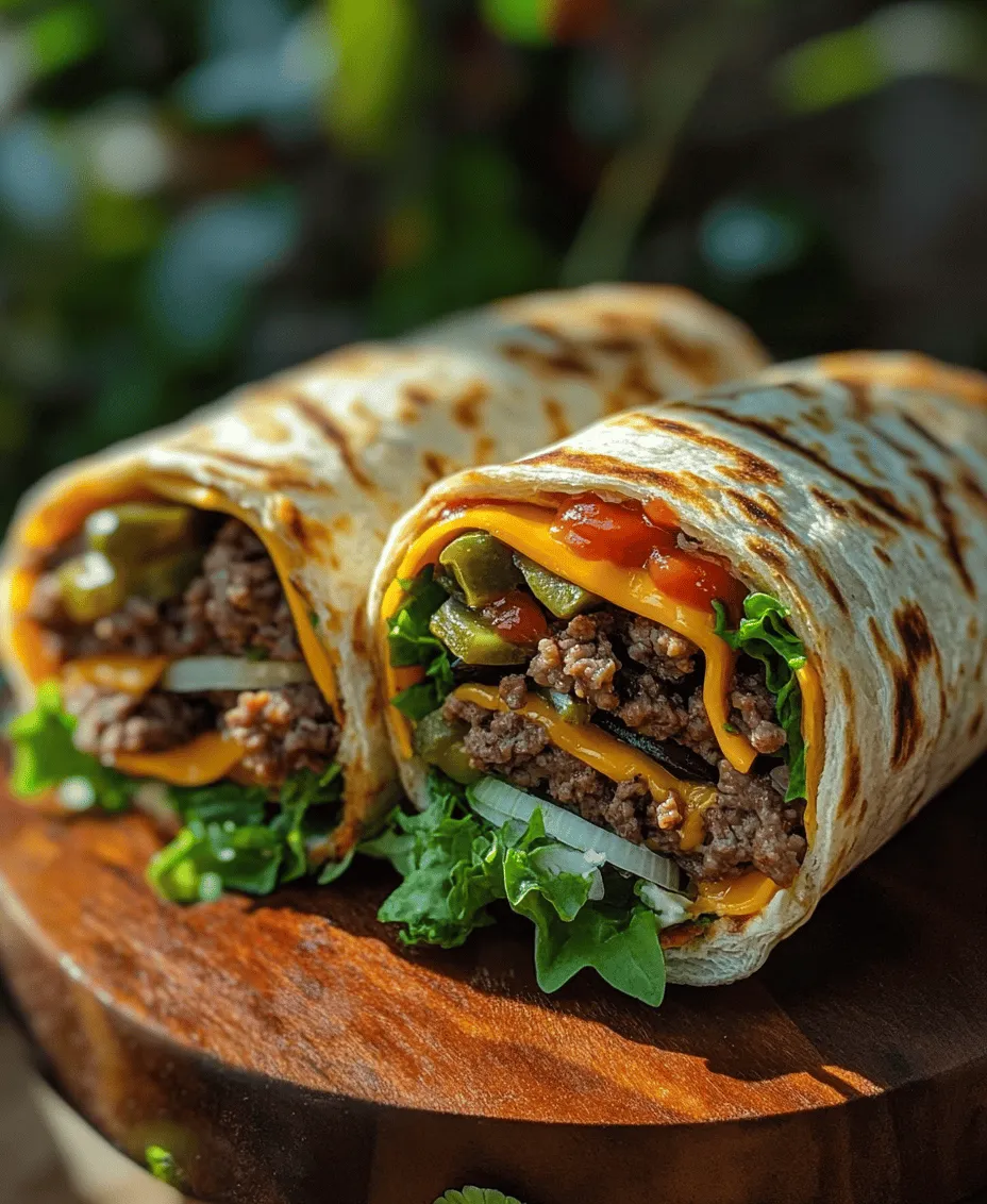 Welcome to the mouthwatering world of grilled cheeseburger wraps! This recipe offers an enticing twist on the classic cheeseburger, combining all the delicious flavors of a traditional burger wrapped conveniently in a tortilla. Perfect for any meal of the day, these wraps are not only quick and easy to prepare but also accommodate the busy lifestyles of families and meal preppers alike.