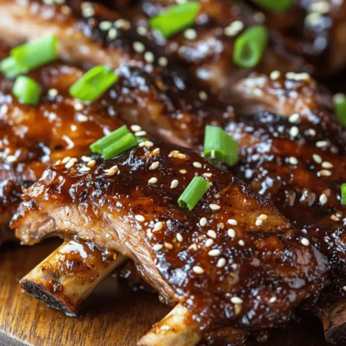 Delve into the world of flavor with these Sticky, Savory Asian Pork Ribs. This dish captures the essence of Asian cuisine, combining sweet, savory, and a hint of spice that will leave your taste buds dancing. The marriage of rich soy sauce, aromatic garlic, and the subtle heat of ginger creates a flavor profile that is both complex and comforting. Perfect for a family gathering or a cozy dinner at home, these ribs are not just a meal; they’re an experience. Imagine biting into tender, succulent meat that falls off the bone, enveloped in a glossy, sticky glaze that clings to your fingers, demanding to be savored.