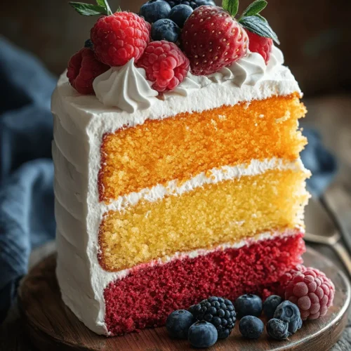 The Sweet Sunset Cake is a delightful dessert that captures the vivid colors of a sunset in a delicious slice. With its gorgeous gradient of hues ranging from soft yellows to vibrant oranges and pinks, this cake is not only a feast for the taste buds but also a visual masterpiece that adds charm to any occasion. Whether you are celebrating a birthday, an anniversary, or simply hosting a gathering with friends and family, this cake will undoubtedly steal the spotlight and leave a lasting impression.