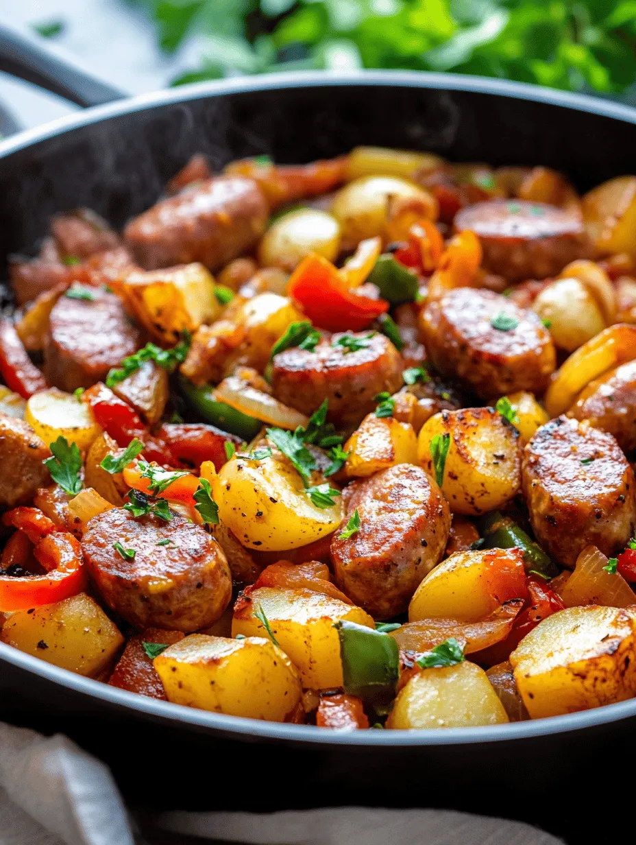 Welcome to a culinary adventure that brings together comfort, flavor, and convenience in one delightful dish: Sizzling Sausage & Potato Paradise. This recipe is a celebration of hearty ingredients and vibrant flavors, expertly combined to create a satisfying meal that the whole family will love. The beauty of this dish lies not only in its deliciousness but also in its simplicity; it’s prepared in a single skillet, making cleanup a breeze for busy families and individuals.