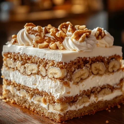 Welcome to the delightful world of baking with the Heavenly Banana Walnut Cream Cake, a treat that is more than just a dessert; it’s a warm embrace in cake form. This recipe combines the natural sweetness of ripe bananas with the satisfying crunch of walnuts, resulting in a cake that is as comforting as it is celebratory. Whether you’re hosting a family gathering or simply want to indulge in a sweet treat on a casual afternoon, this cake is the perfect choice.