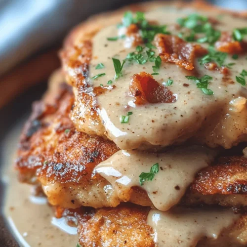 There's something undeniably heartwarming about a plate of country fried pork chops slathered in rich, savory bacon gravy. This dish is more than just a meal; it’s a celebration of comfort food that evokes memories of family gatherings, Sunday dinners, and the warmth of home cooking. The crispy, golden-brown exterior of the pork chops combined with the creamy, smoky notes of the gravy creates a symphony of flavors that can satisfy any palate. Whether you’re looking to impress guests at a special occasion or simply want to enjoy a hearty weeknight dinner, this recipe for country fried pork chops with bacon gravy is sure to delight.