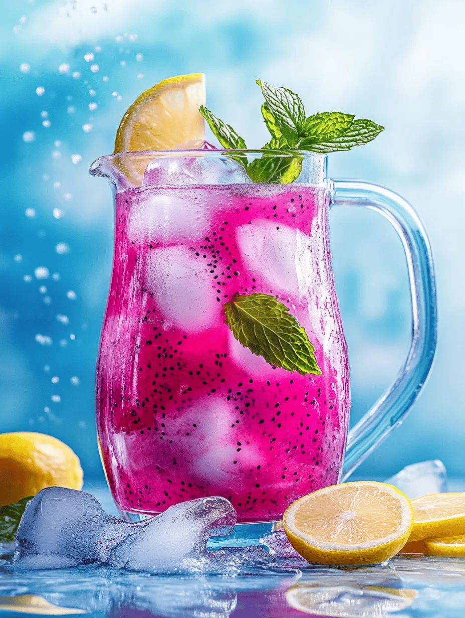 Welcome to the vibrant and refreshing world of Dragonfruit Lemonade Delight, a beverage that promises not only to quench your thirst but also to elevate your summer sipping experience. This exotic drink showcases the unique flavor profile of dragonfruit, a tropical fruit that brings a burst of color and a hint of sweetness to the classic lemonade recipe. Imagine the bright pink hue of dragonfruit mingling with the zesty tang of freshly squeezed lemons—this drink is as visually appealing as it is delicious.