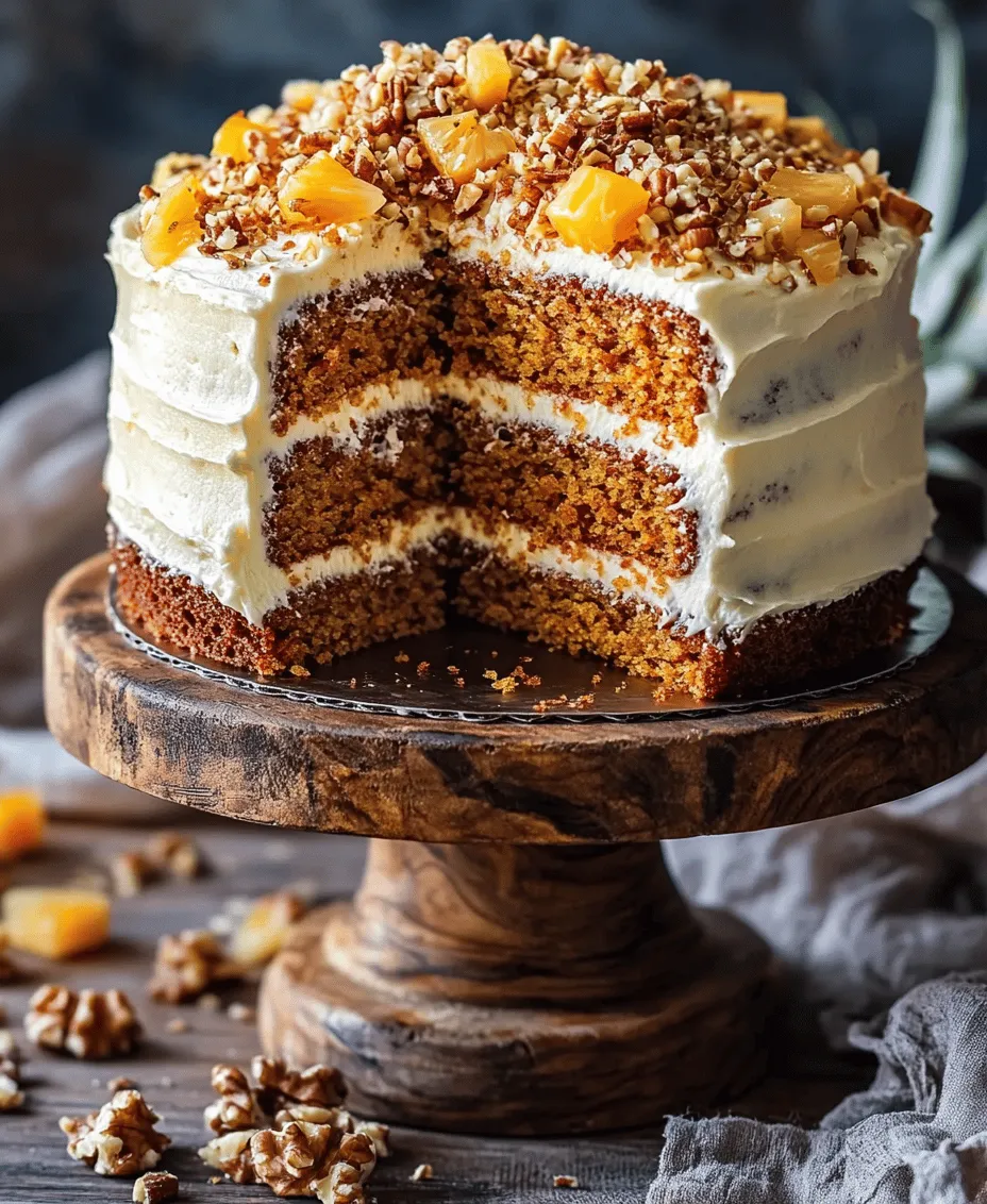 Hawaiian Carrot Pineapple Cake is a delightful dessert that perfectly marries the traditional flavors of a classic carrot cake with the sweet, tropical essence of pineapple. This cake not only captivates the palate but also transports you to sun-kissed shores with every bite. The combination of grated carrots and crushed pineapple results in a moist, flavorful cake that is as vibrant as it is delicious.