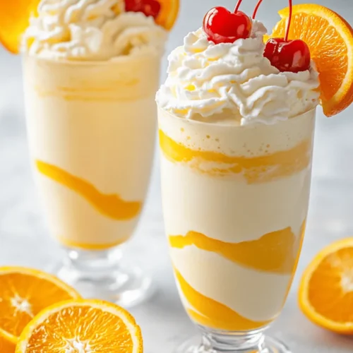 The Orange Creamsicle Milkshake is more than just a drink; it’s a nostalgic journey that transports many of us back to sun-soaked summer days spent chasing after ice cream trucks or indulging in sweet, refreshing treats with family and friends. This creamy, dreamy concoction brings together the vibrant and zesty flavor of fresh orange juice with the rich indulgence of vanilla ice cream, resulting in a delightful blend that’s perfect for any occasion. Whether you’re looking to cool off on a hot summer day or simply craving a taste of your childhood, this milkshake is sure to satisfy.