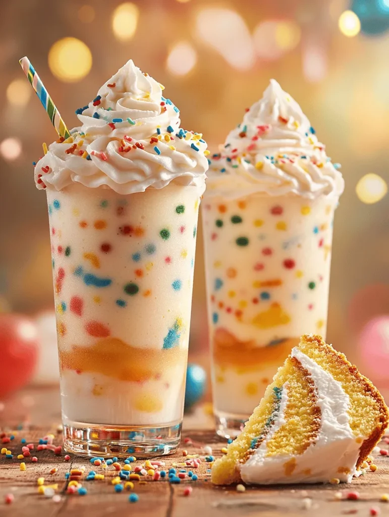 In the realm of desserts, few things can evoke joy quite like a well-crafted milkshake. The Birthday Cake Milkshake, with its delightful blend of vanilla ice cream, cake crumbs, and colorful sprinkles, is a celebration in a glass. This indulgent treat not only captures the essence of festive occasions but also brings a sense of nostalgia, reminiscent of childhood birthday parties filled with laughter, candles, and cake. Perfect for birthdays, anniversaries, or just a day that deserves a sweet treat, this milkshake marries the rich flavors of traditional birthday cake with the creamy, smooth texture of ice cream, creating a drinkable dessert that is sure to bring smiles.