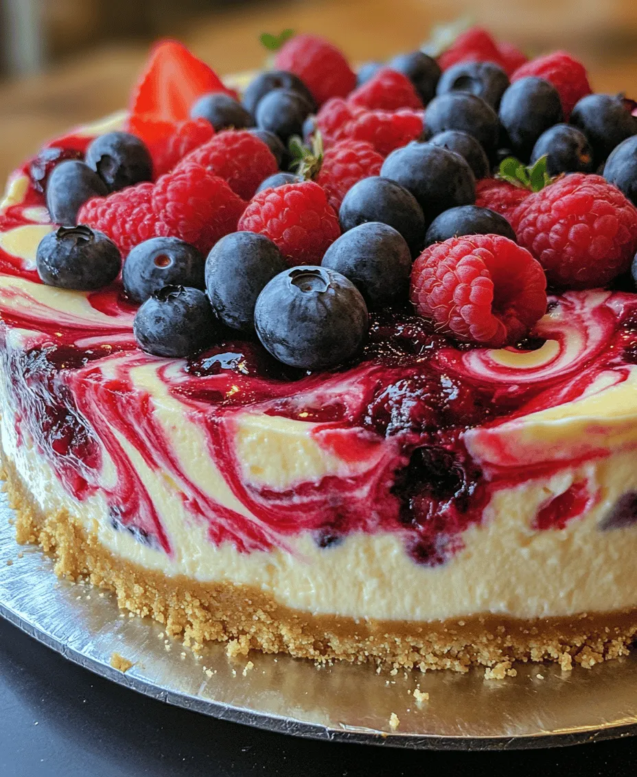 Cheesecake is a dessert that has captivated the hearts and taste buds of many. Its rich, creamy texture and versatile nature make it a beloved choice for various occasions, from casual family dinners to elegant celebrations. Among the myriad of cheesecake variations, the Berry Swirl Cheesecake Delight stands out not only for its delightful taste but also for its striking visual presentation. This dessert artfully combines the lusciousness of traditional cheesecake with the vibrant flavors of fresh mixed berries, creating a treat that is as pleasing to the eyes as it is to the palate.